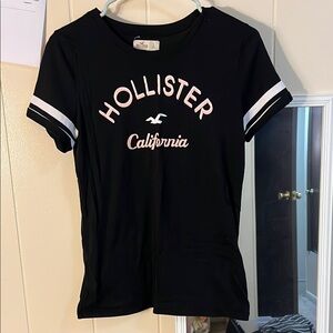 Hollister Black Tee with White and Pink Details